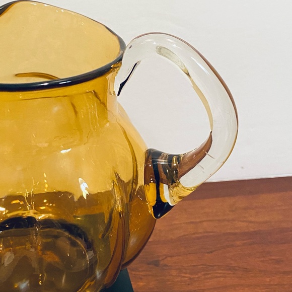 🍁🌟HP🌟VTG 1950s Hand-Blown Amber Glass Pitcher USA - Picture 5 of 9